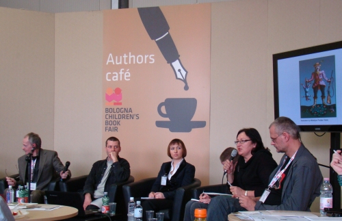 Diskusija Bolonijos knygų  mugėje. Nuotr. Aldonos Augustaitienės